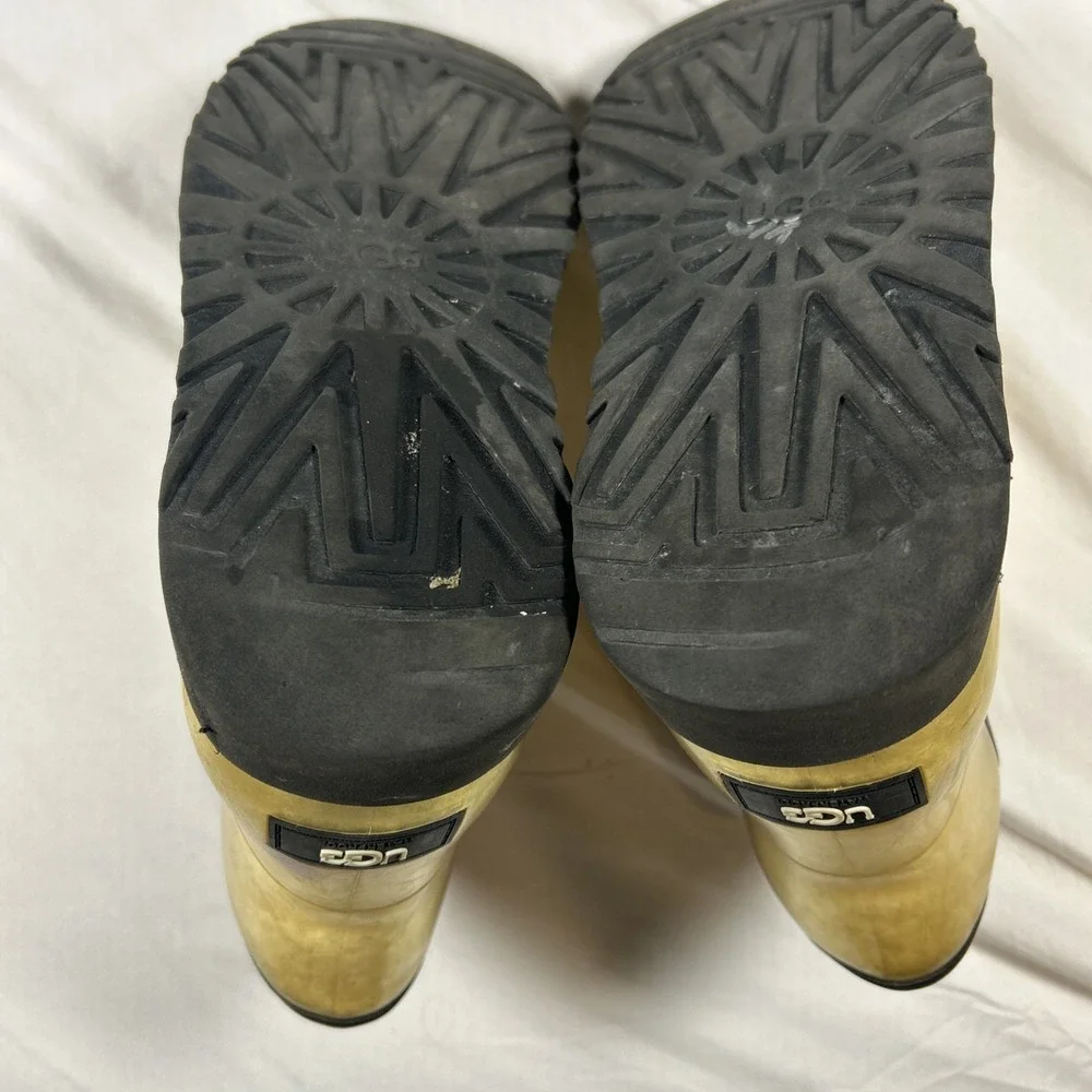 UGG Classic Clear Mini Clear Natural Black Boots Women's Size 9 Distressed